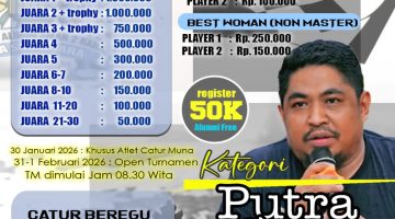 Seleksi Catur Kabupaten Muna Resmi Dibuka 30 Januari 2026, Bidik Atlet Terbaik Menuju Porprov Sultra